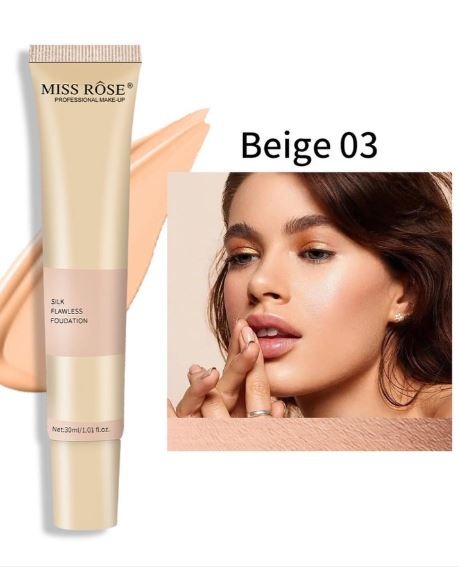 Miss Rose 3-in-1 Makeup Deal – Silk Foundation, Concealer & Beauty Blender for Flawless Coverage