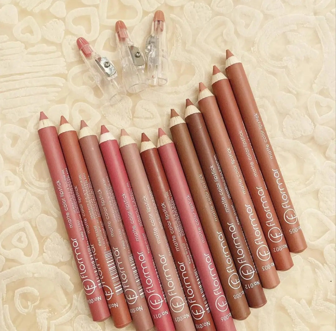 Flormar Set of 12/6 Pcs Matte Nude Colors Lip Liners