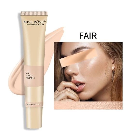 Miss Rose 3-in-1 Makeup Deal – Silk Foundation, Concealer & Beauty Blender for Flawless Coverage