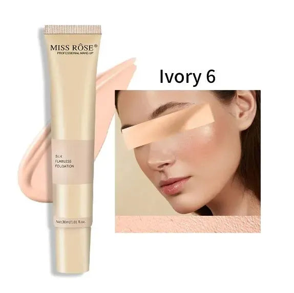 Miss Rose 3-in-1 Makeup Deal – Silk Foundation, Concealer & Beauty Blender for Flawless Coverage