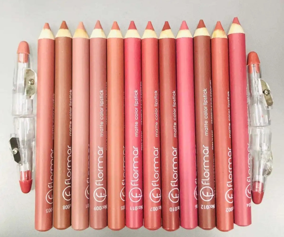 Flormar Set of 12/6 Pcs Matte Nude Colors Lip Liners