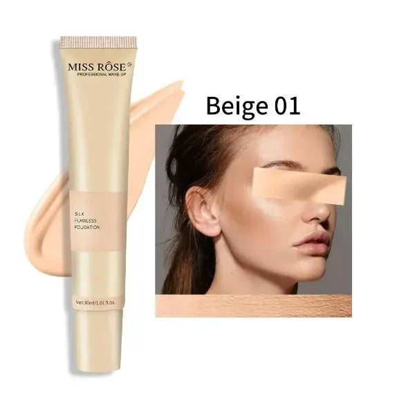 Miss Rose 3-in-1 Makeup Deal – Silk Foundation, Concealer & Beauty Blender for Flawless Coverage