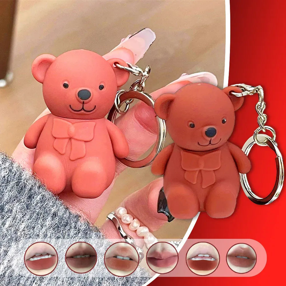 Teddy Bear Keychain Style Lip Gloss – Cute & Portable, Multicolor Shades (Pack of 2)